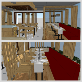 단정한 식당 디자인 웹툰배경 모델 제작